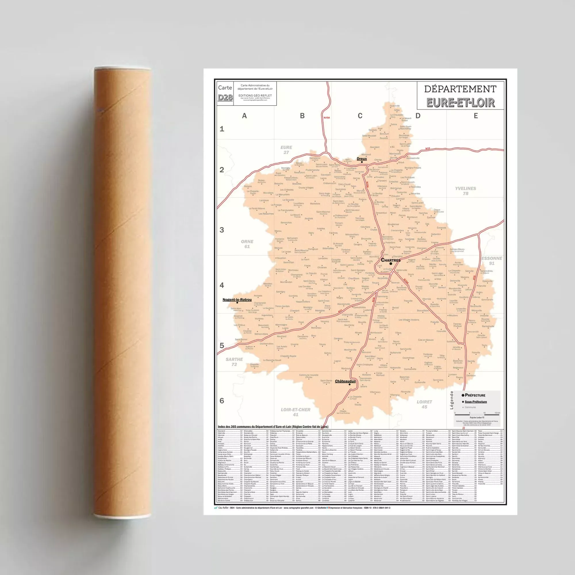 28 – Département de l’Eure-et-Loir – Carte géographique – Image 3
