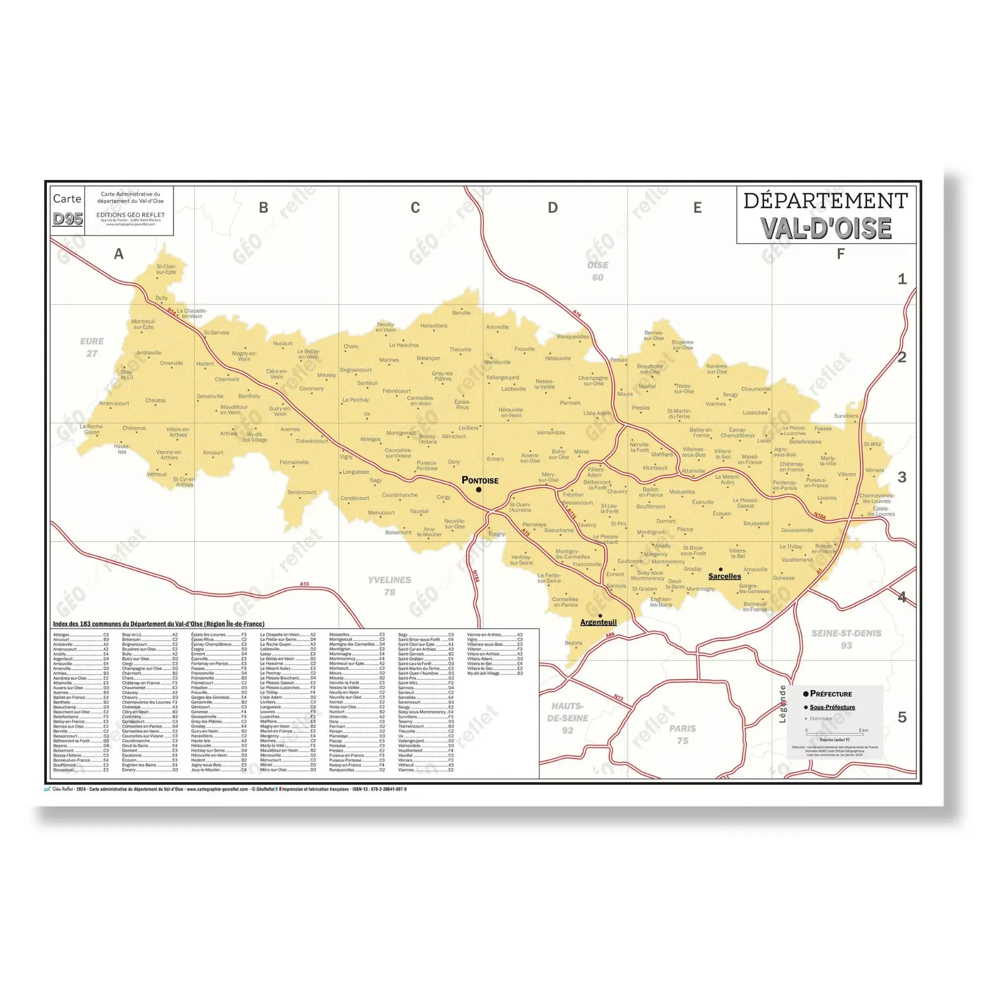 95 – Département du Val-d’Oise – Carte géographique
