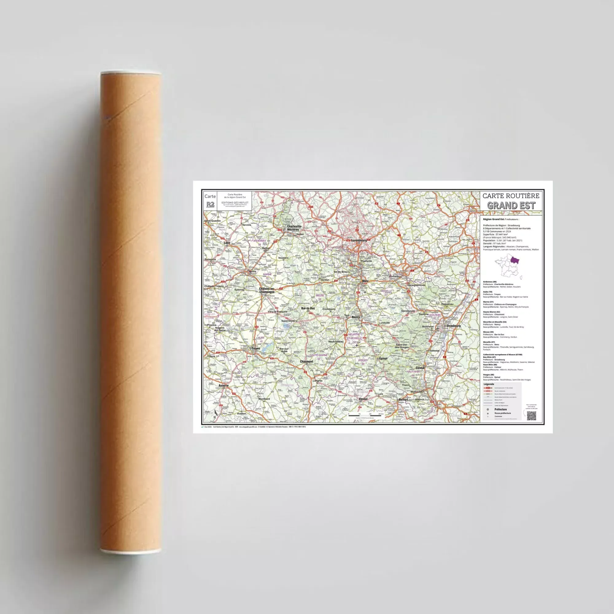 Carte routière de la Région Grand Est – Carte géographique – Image 3