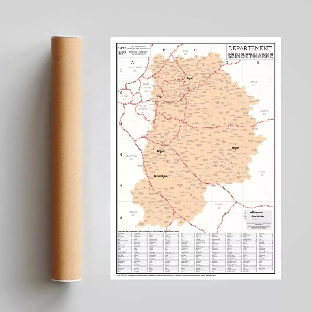 77 – Département de la Seine-et-Marne – Carte géographique – Image 3